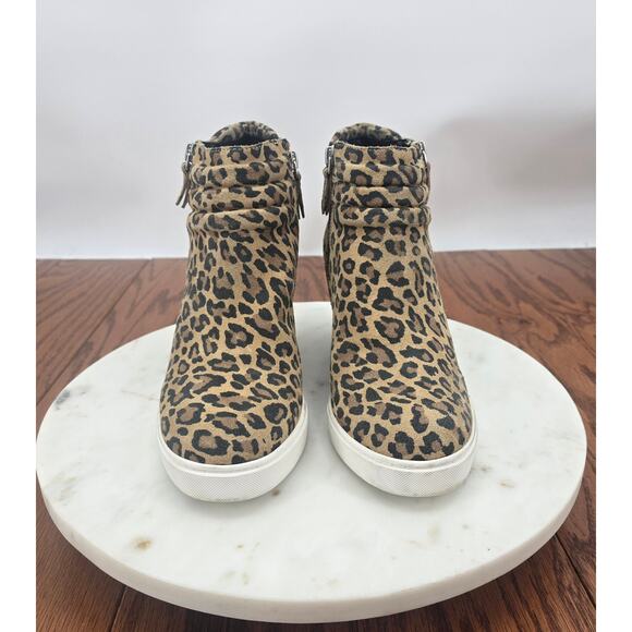 Linea Paolo Freida Platform Wedge Bootie In Suede Cheetah Print - Picture 2 of 7